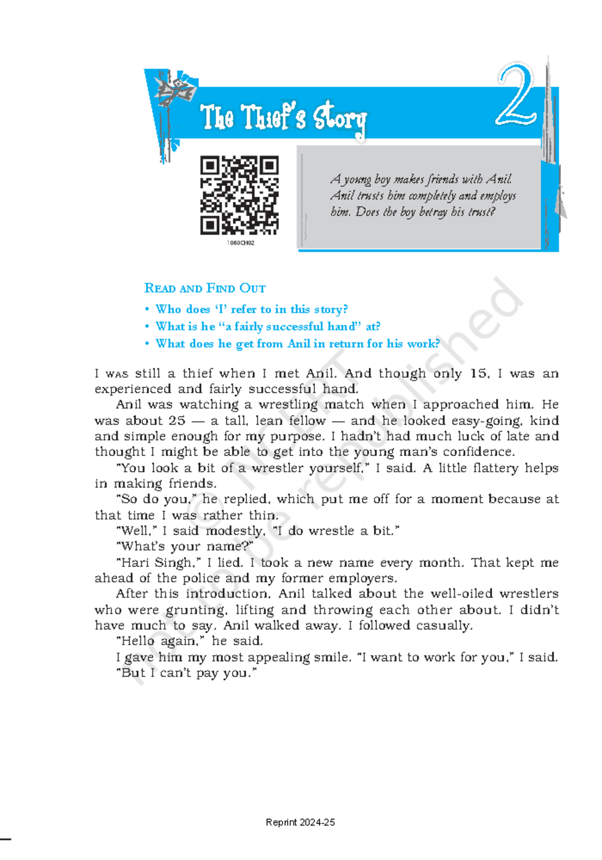 Jefp102 - English Lesson: The Trust Between a Thief and Anil - Studocu