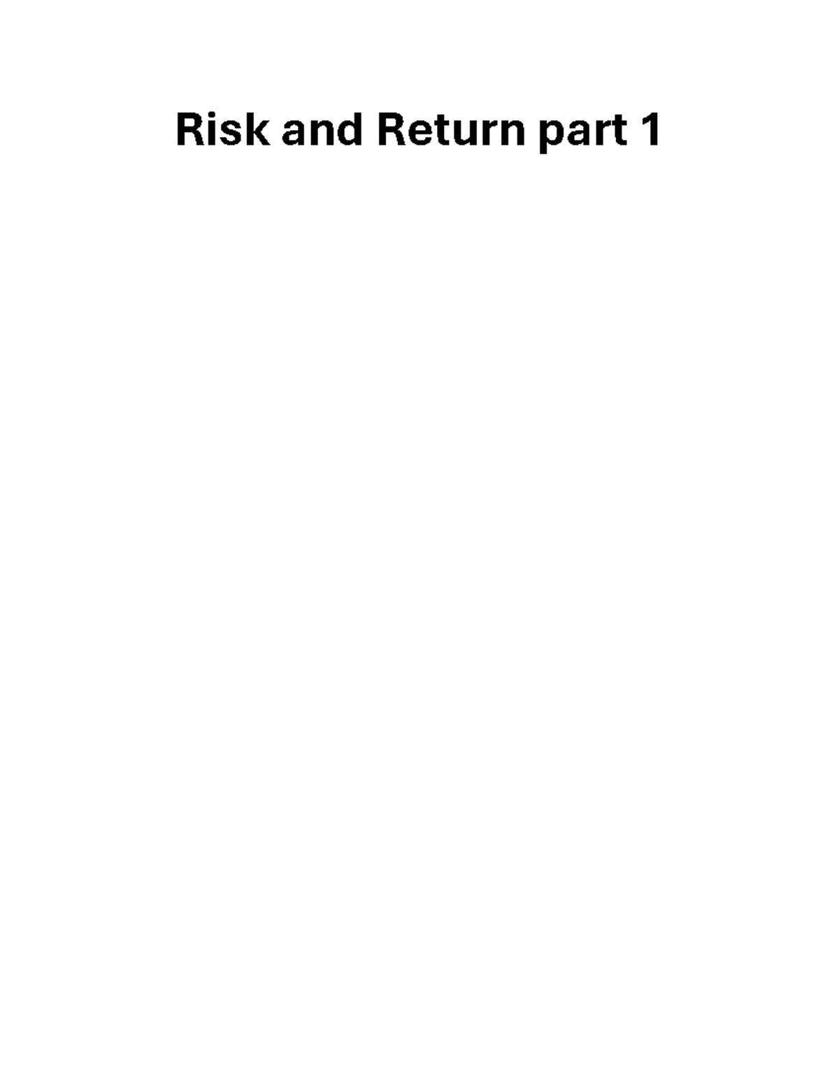 CFA Portfolio Management: Solutions to Risk and Return Part 1 & 2 - Studocu