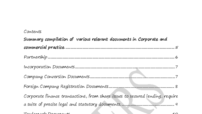 CCP Documents: Comprehensive Summary of Corporate & Commercial Law ...