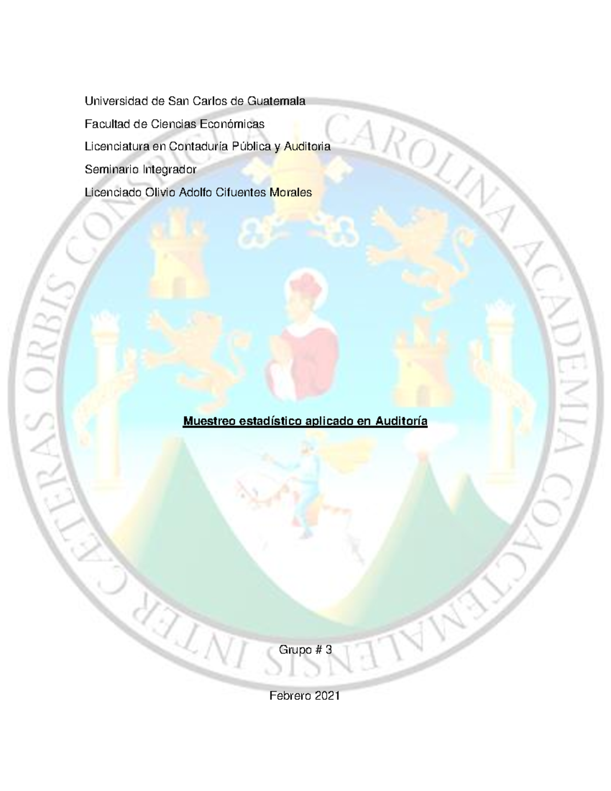 Muestreo Estadístico en Auditoría - Seminario Integrador 2021 - Document Preview