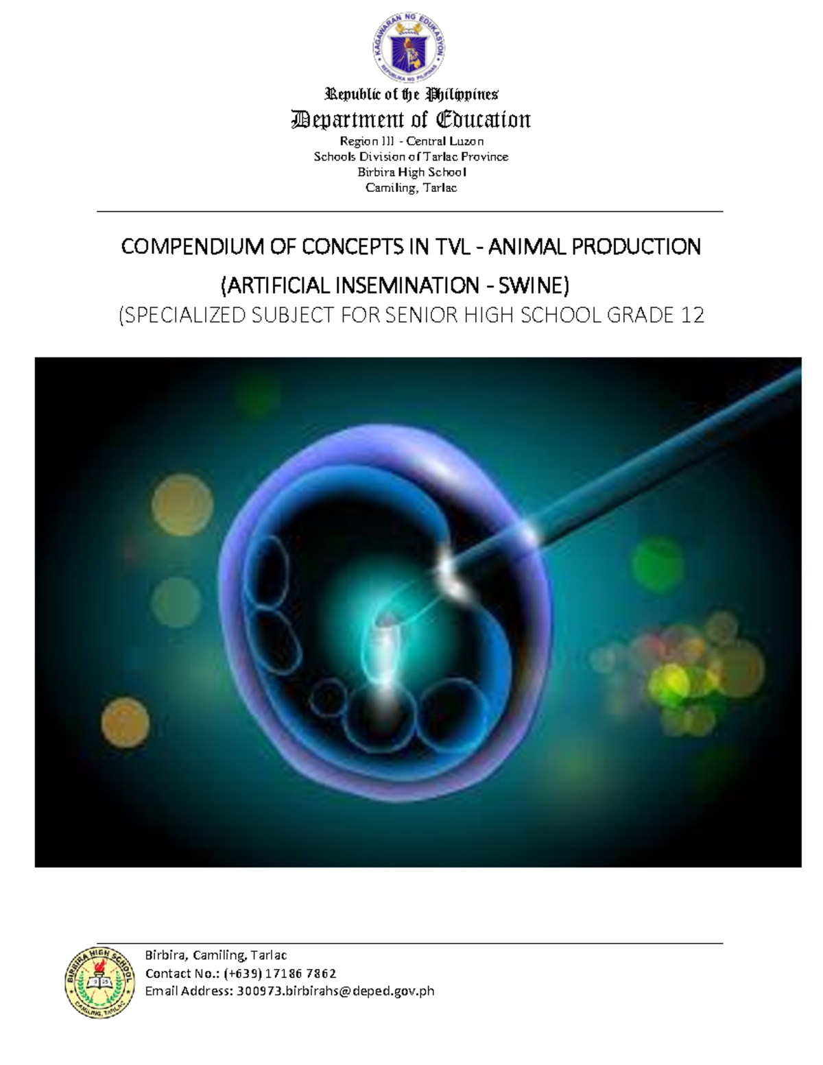 Compendium of Concepts in TVL Animal Production: Swine AI - Studocu