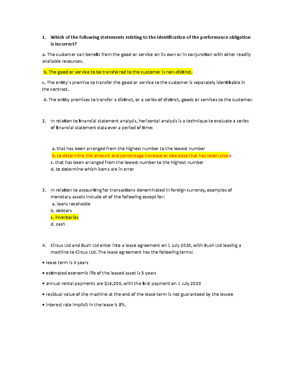 Final Exam Questions for ACC101: Accounting Principles - Studocu