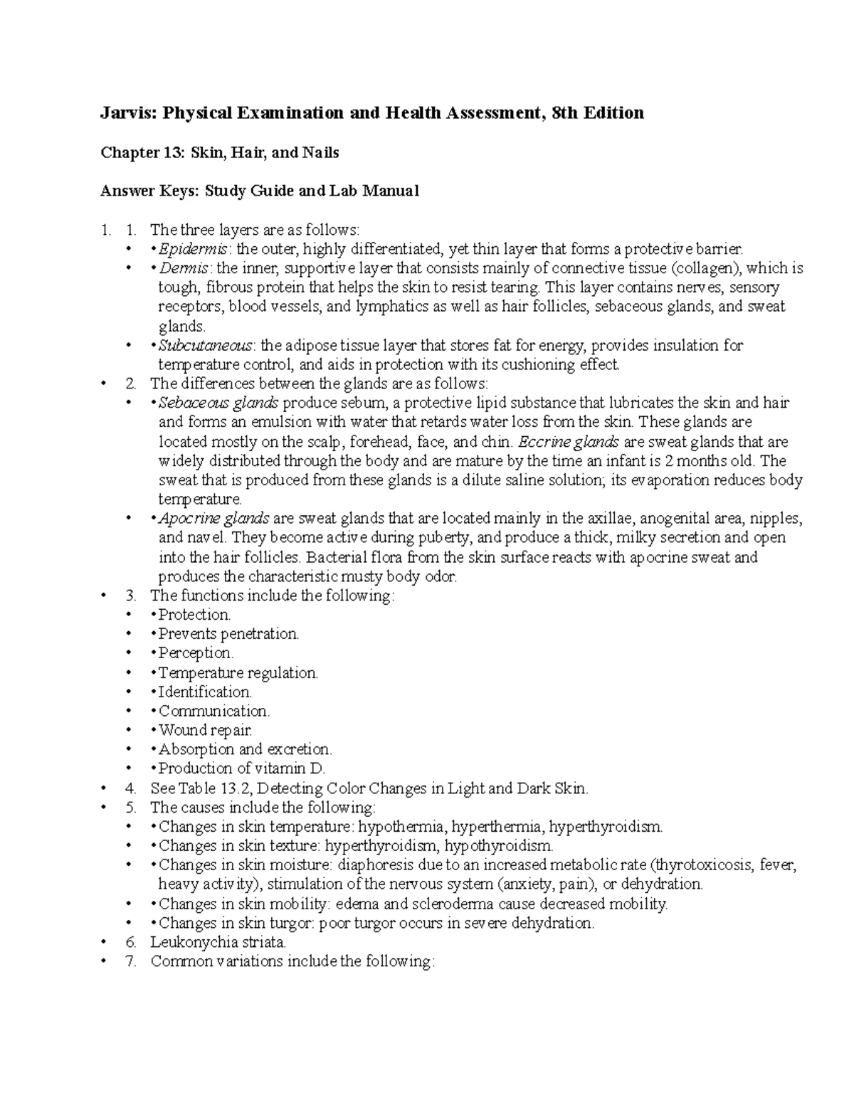 Chapter 13- Skin, Hair, and Nails - Jarvis: Physical Examination and ...