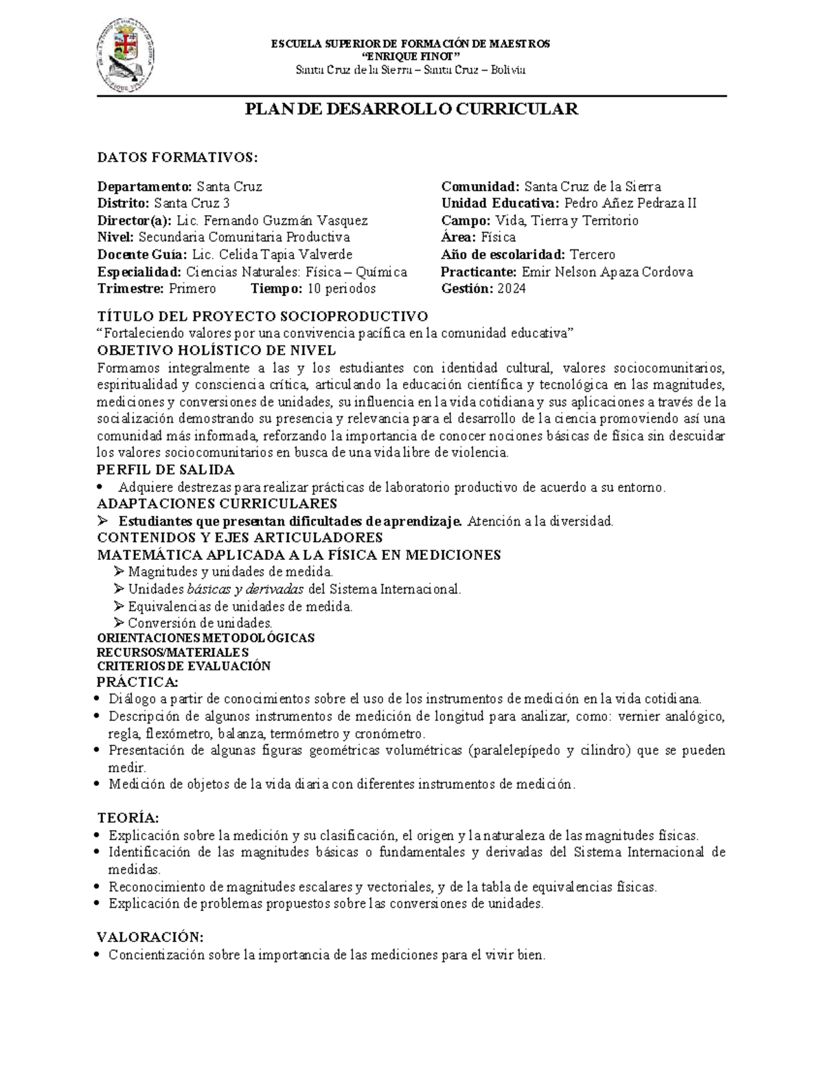 3ro C Sec PDC Fís UE PÁP II - Proyecto Socio Productivo sobre Medición ...