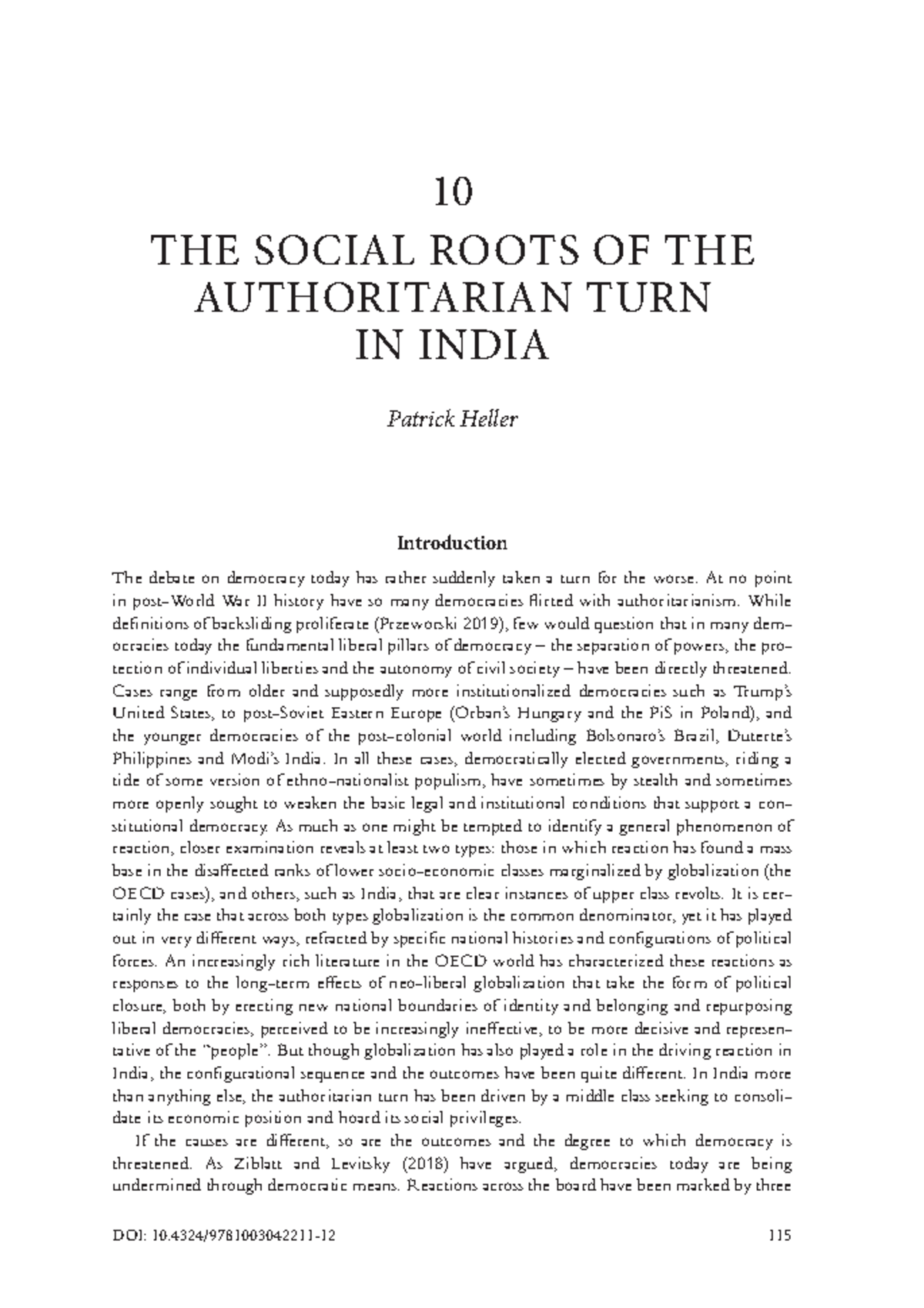 115 10 Social Roots of Authoritarianism in India: A Critical Analysis ...
