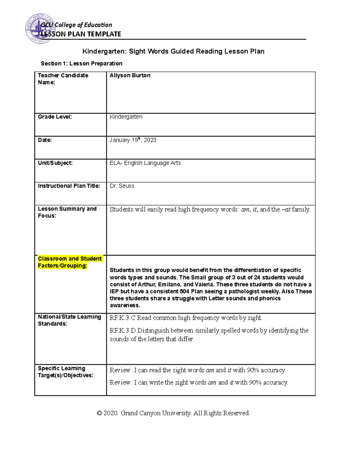 WEEK 5 SPD Final - Kindergarten Guided Reading Lesson Plan - Studocu