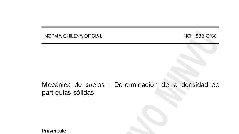 NCh1532.Of80 - Mecánica de Suelos: Densidad de Partículas Sólidas - Studocu
