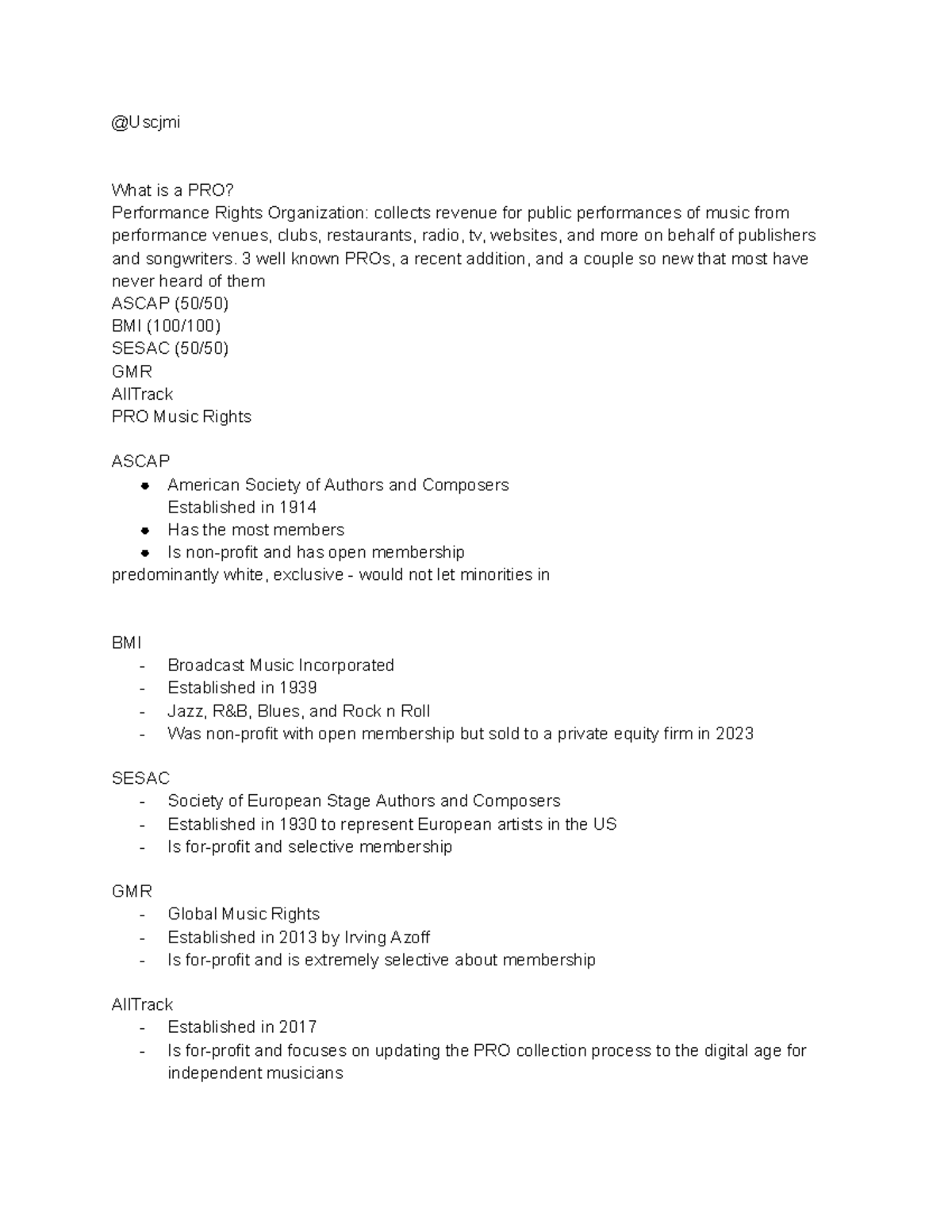 Understanding Music Publishing & Performance Rights (MUIN 3) - Studocu