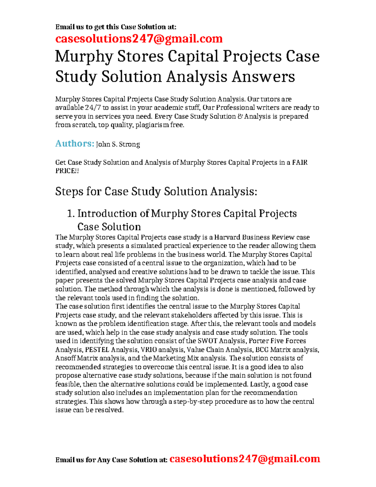 Murphy Stores Capital Projects Case Study Solution & Analysis - Studocu
