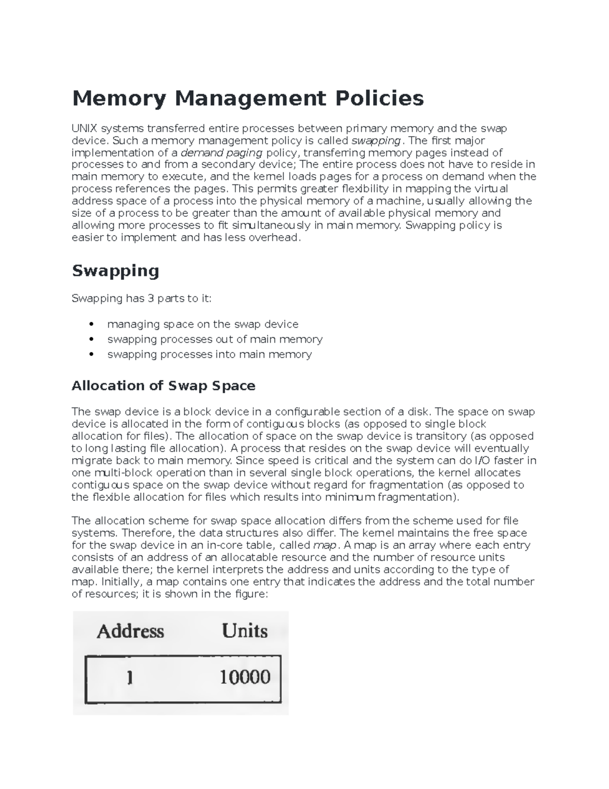 UNIX Internals - Chapter 5 Memory Management Policies Notes - Studocu
