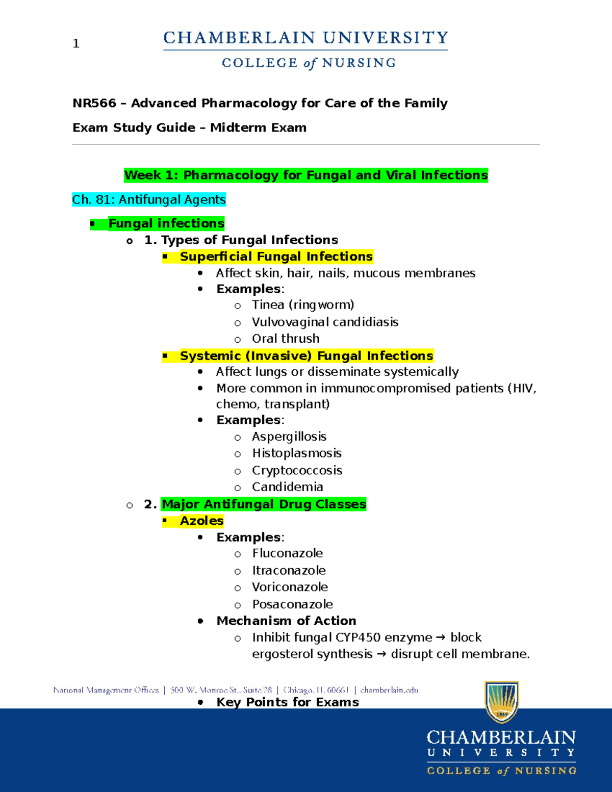 NR566 Midterm Exam Study Guide: Advanced Pharmacology Insights - Studocu