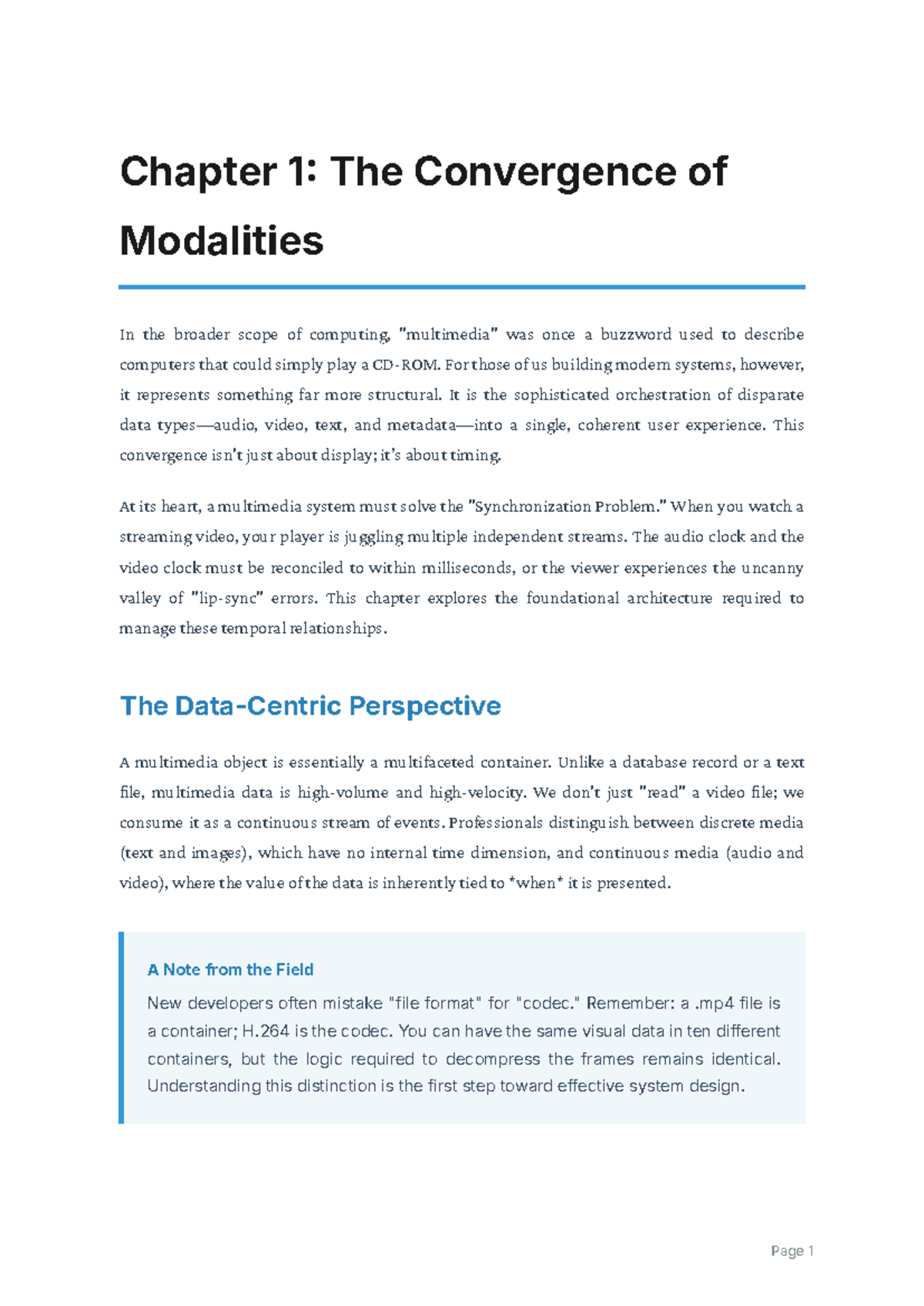Chapter 01: The Convergence of Modalities in Multimedia Systems - Studocu