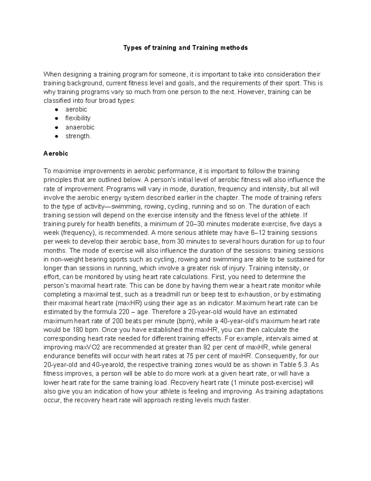 Types of Training and Methods for Optimal Performance (Course Code: TTM ...