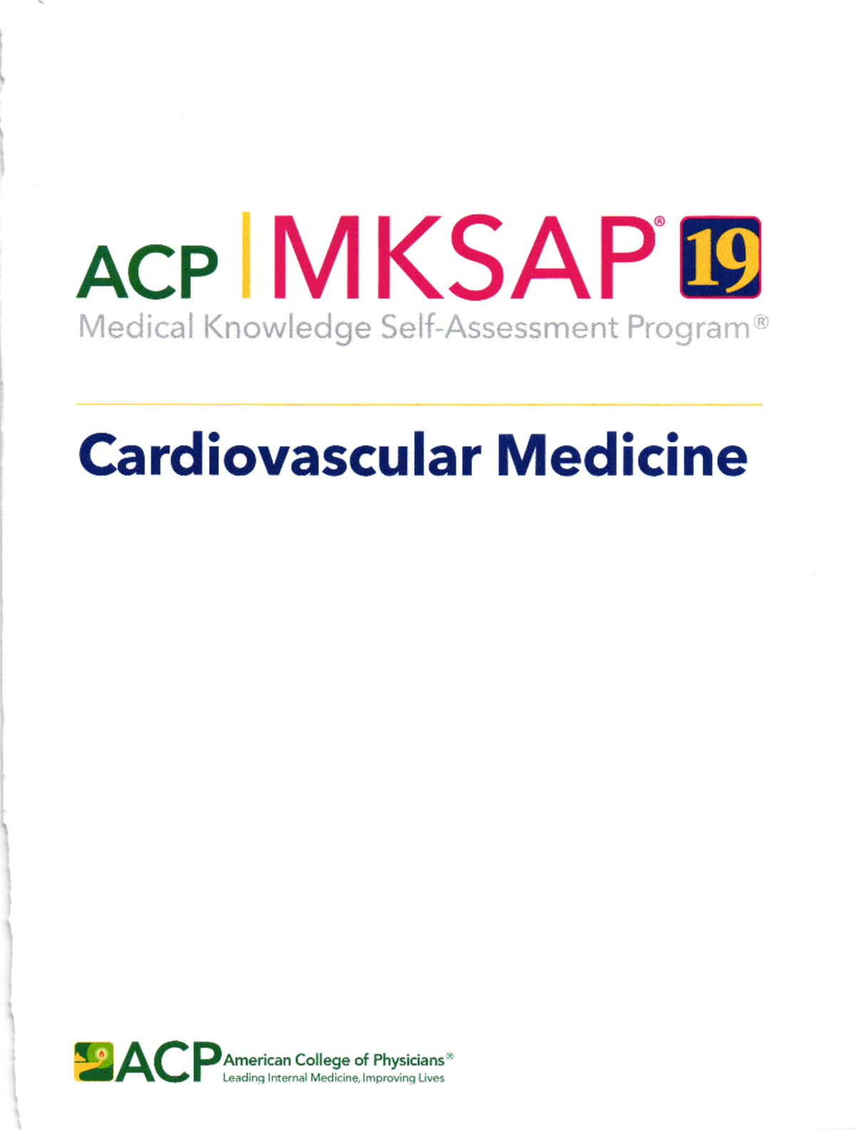 MKSAP 19 Cardiovascular Medicine Self-Assessment Guide (2021) - Studocu