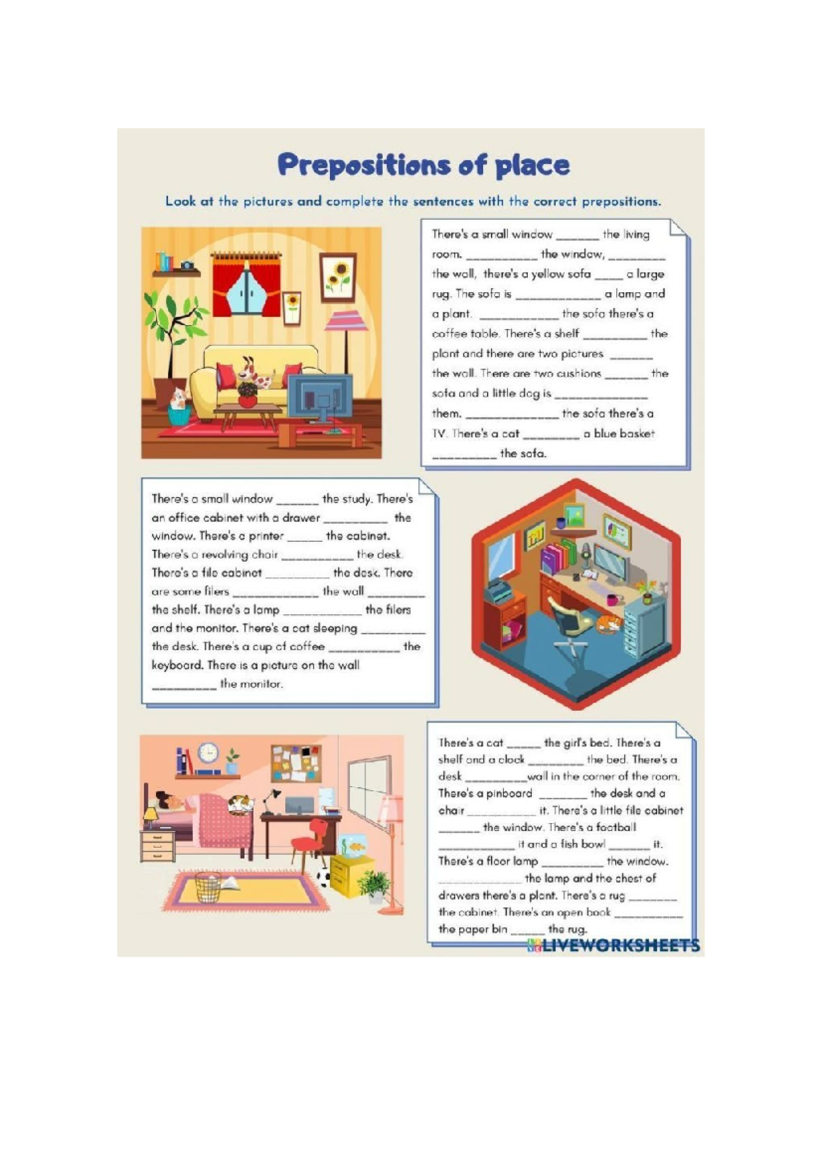 Prepositions of Place: Completing Sentences with Context - Studocu