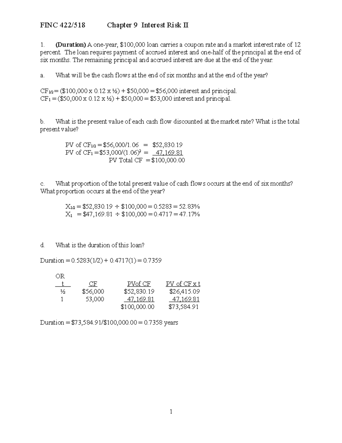Chapter 9 - Interest Rate Risk II Problem Sets (Instructor Version ...