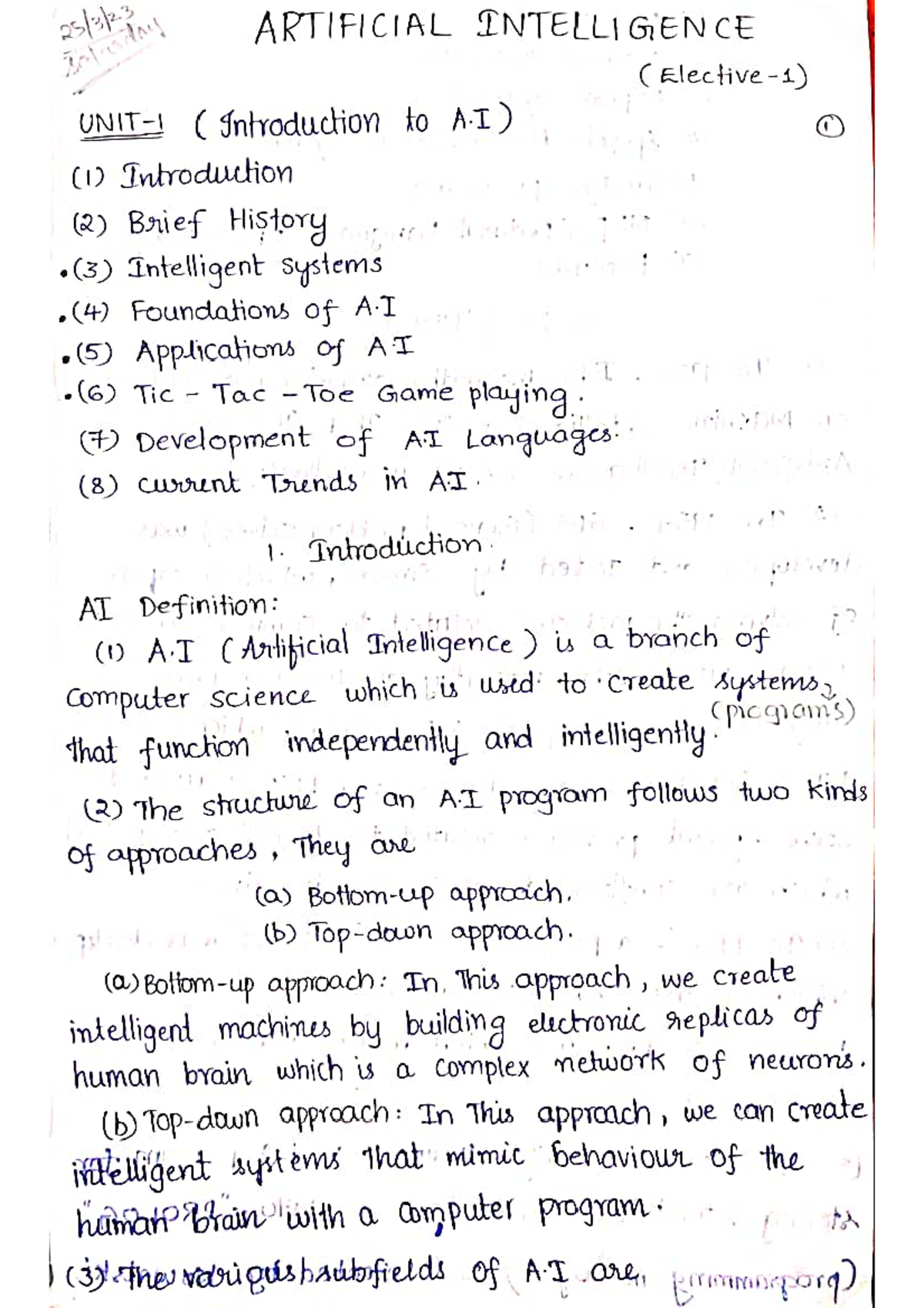 AI Notes-1: Introduction to Artificial Intelligence Concepts and Trends ...