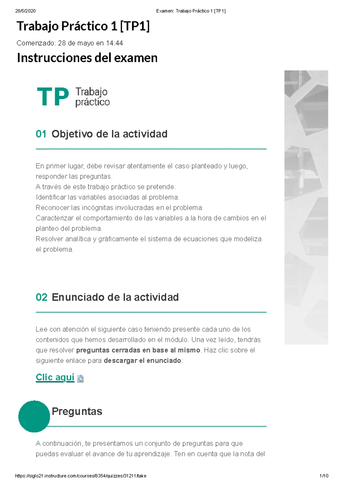 Herramientas Matemáticas I - TP1 Álgebra (18-MAR a 18-MAY-2024) - Studocu