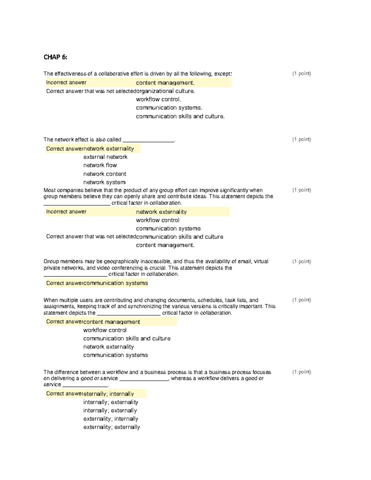 BUS 237 CHAP 1-6 MyLab Quiz Answers & Collaboration Insights - Studocu