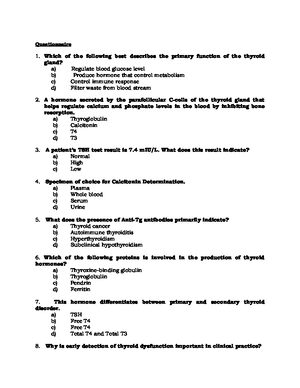 CC2 Clinical Chemistry 2 Midterm Study Notes on Endocrine and Tumor ...