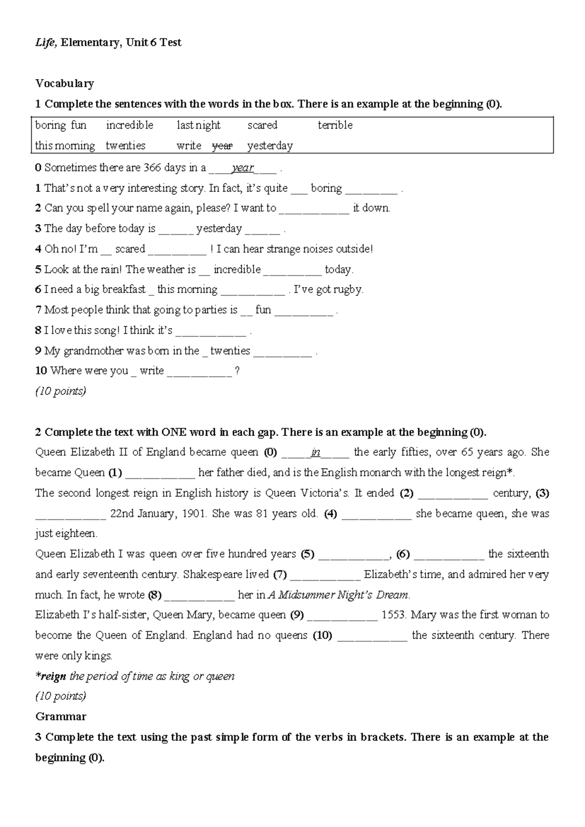 Unit 6 Test Vocabulary & Grammar Practice for English Learners - Studocu