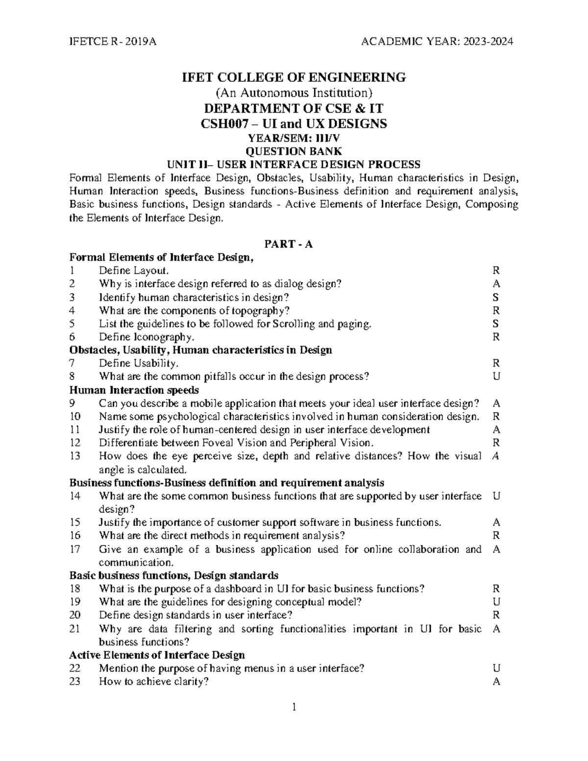 CSH007 - UI/UX Designs Unit II - User Interface Design Process Notes ...