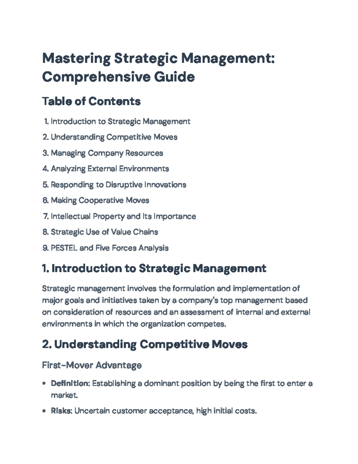 Mastering Strategic Management: Comprehensive Overview for Course CODE ...
