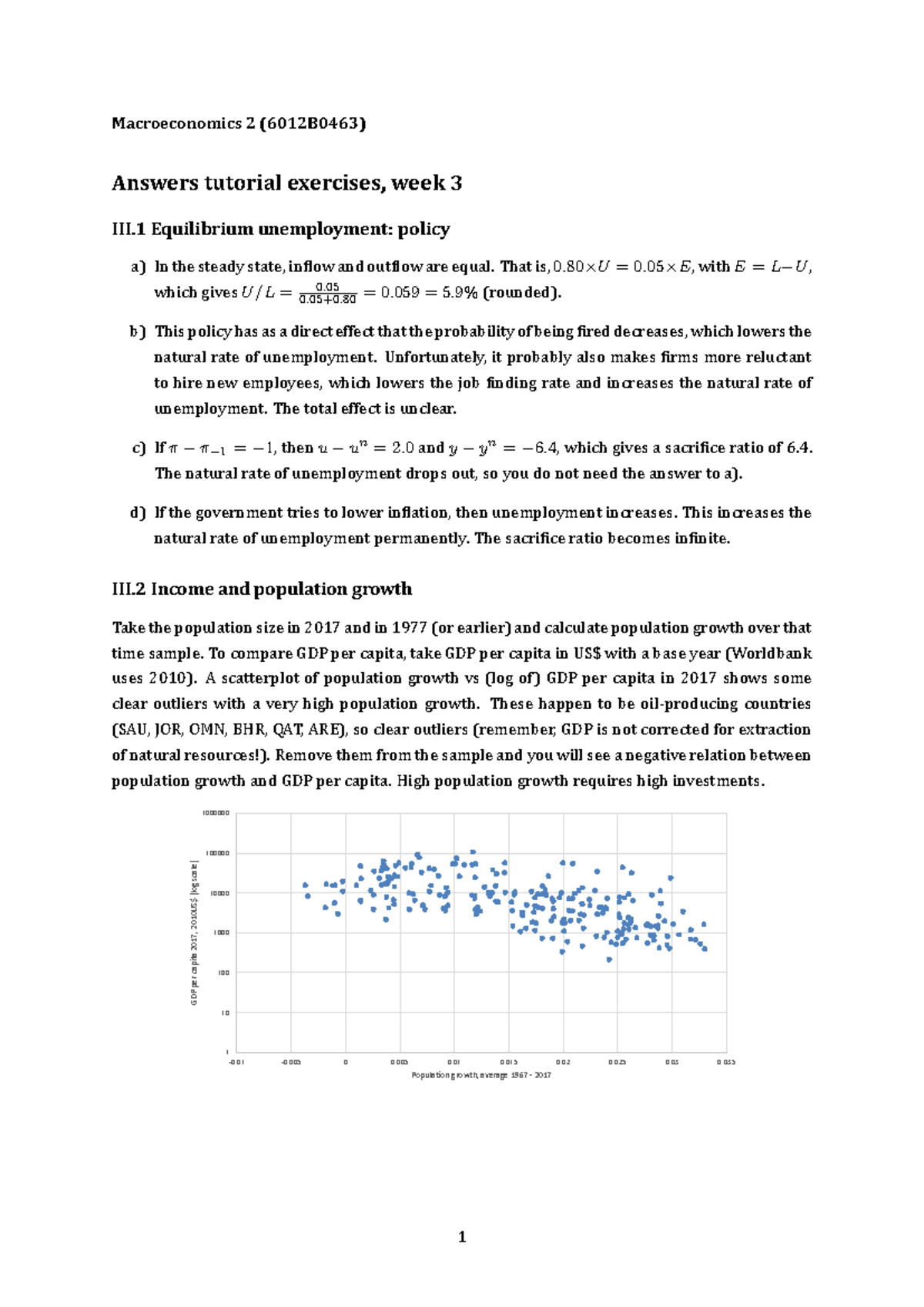 Macroeconomics 2 (6012B0463) Week 3 Tutorial Exercise Answers - Studeersnel