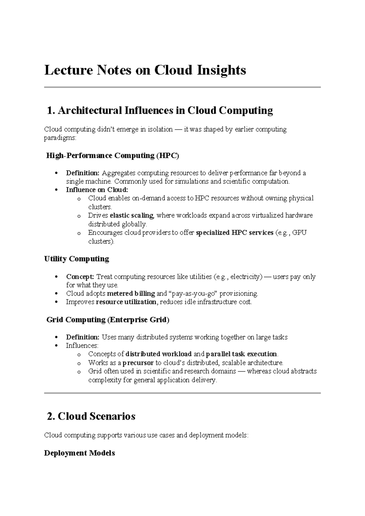 Lecture Notes on Cloud Insights: Architectural Influences in Cloud ...
