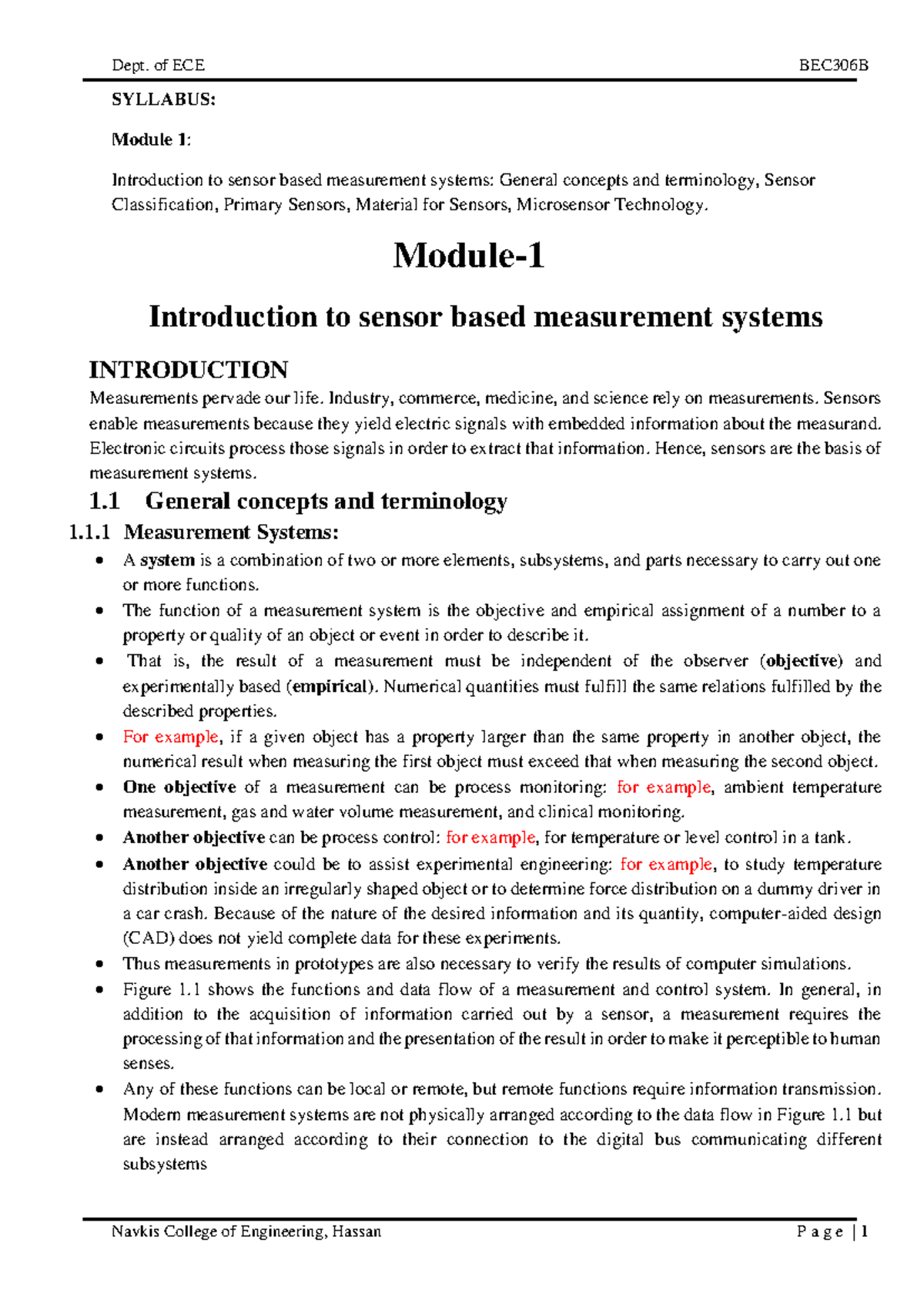 Sensors Module 1-1: Introduction to Measurement Systems and Sensors ...