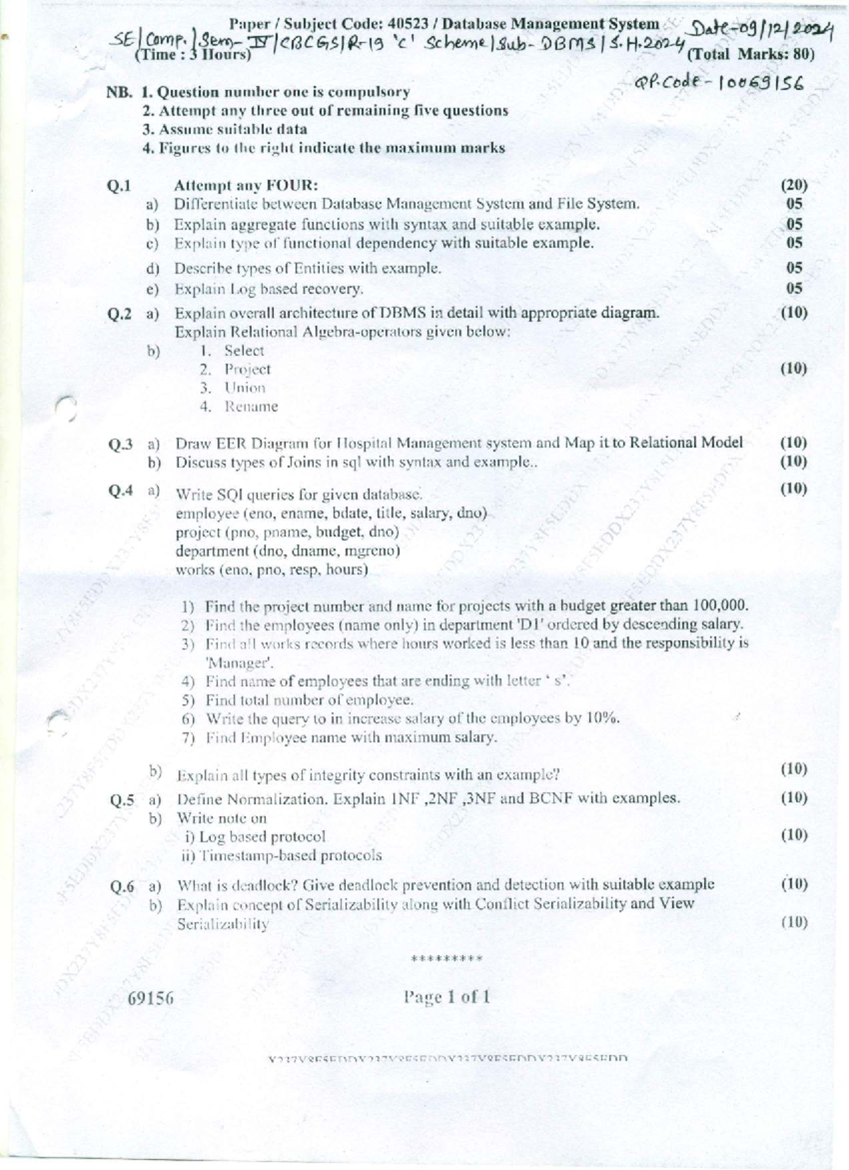 Database Management System 40523 Final Exam S.H.2024 - Studocu