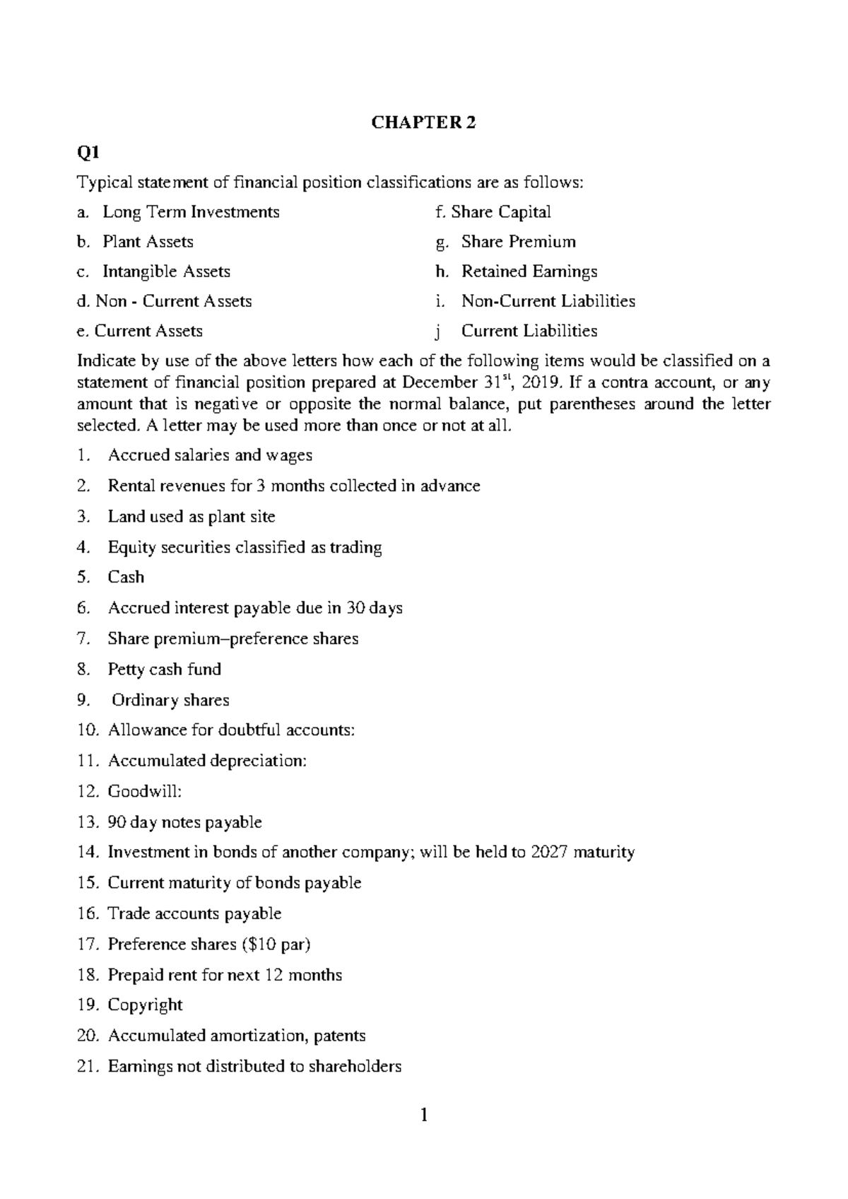 CHAPTER 2 Q1-Q2 Financial Position Classifications & Business ...