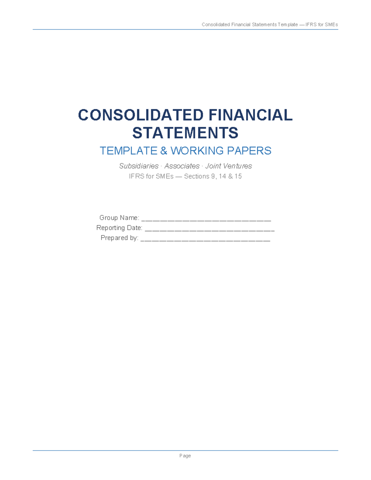 Consolidated Financial Statements Template for IFRS for SMEs - Studocu