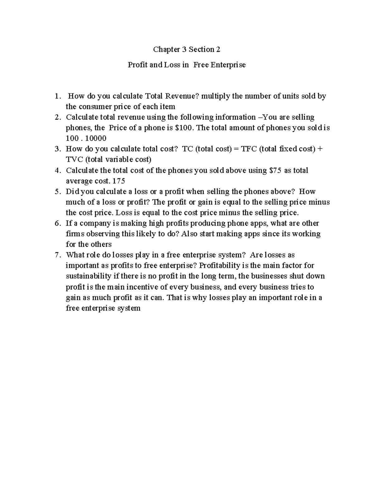 G.O. Chapter 3 2-1 - for class - Chapter 3 Section 2 Profit and Loss in ...