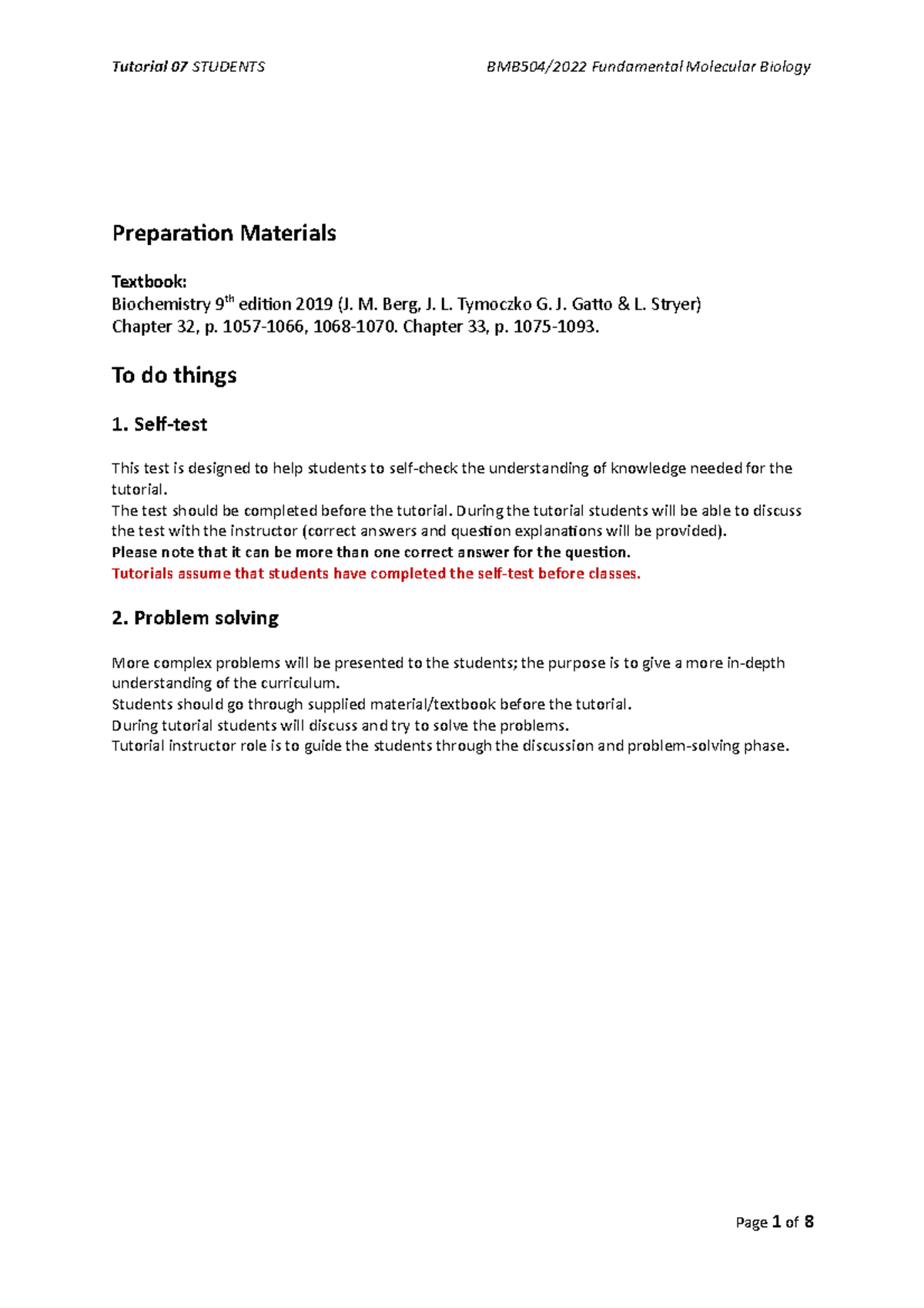 Gene expression Tutorial 7 - Preparation Materials Textbook ...