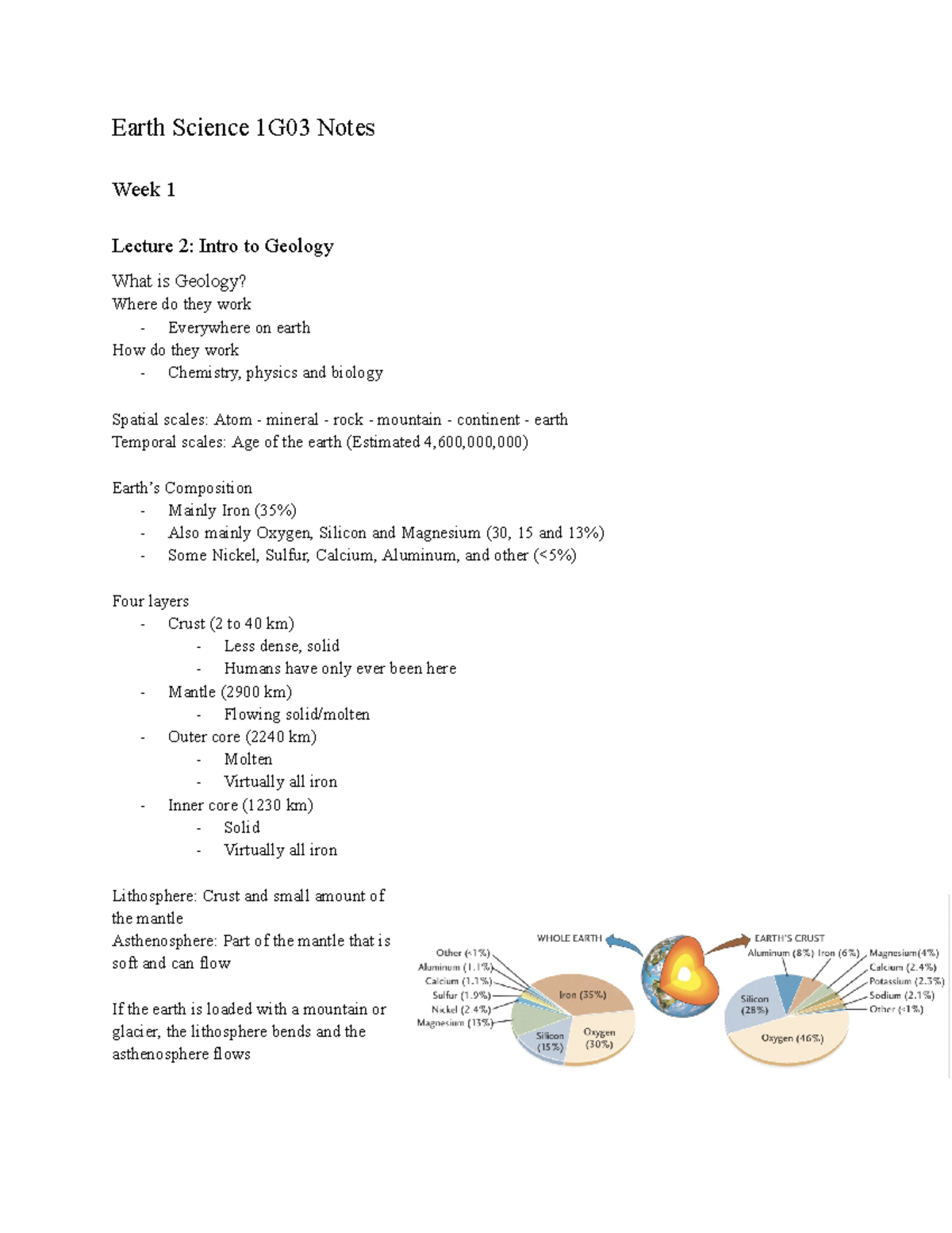 Earth Science 1G03 Lecture Notes: Geology & Plate Tectonics Overview ...