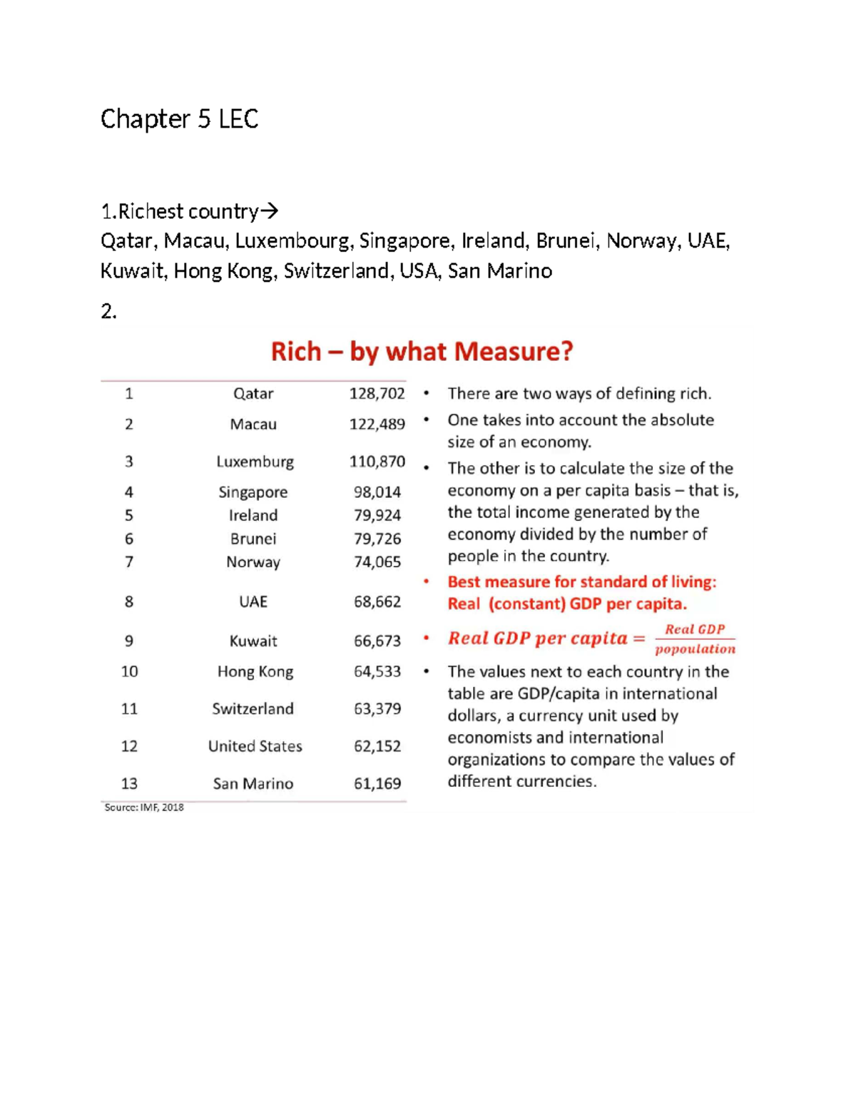 ECON 203 CHA 5 - Chapter 5 Summary: GDP & Human Development Index - Studocu