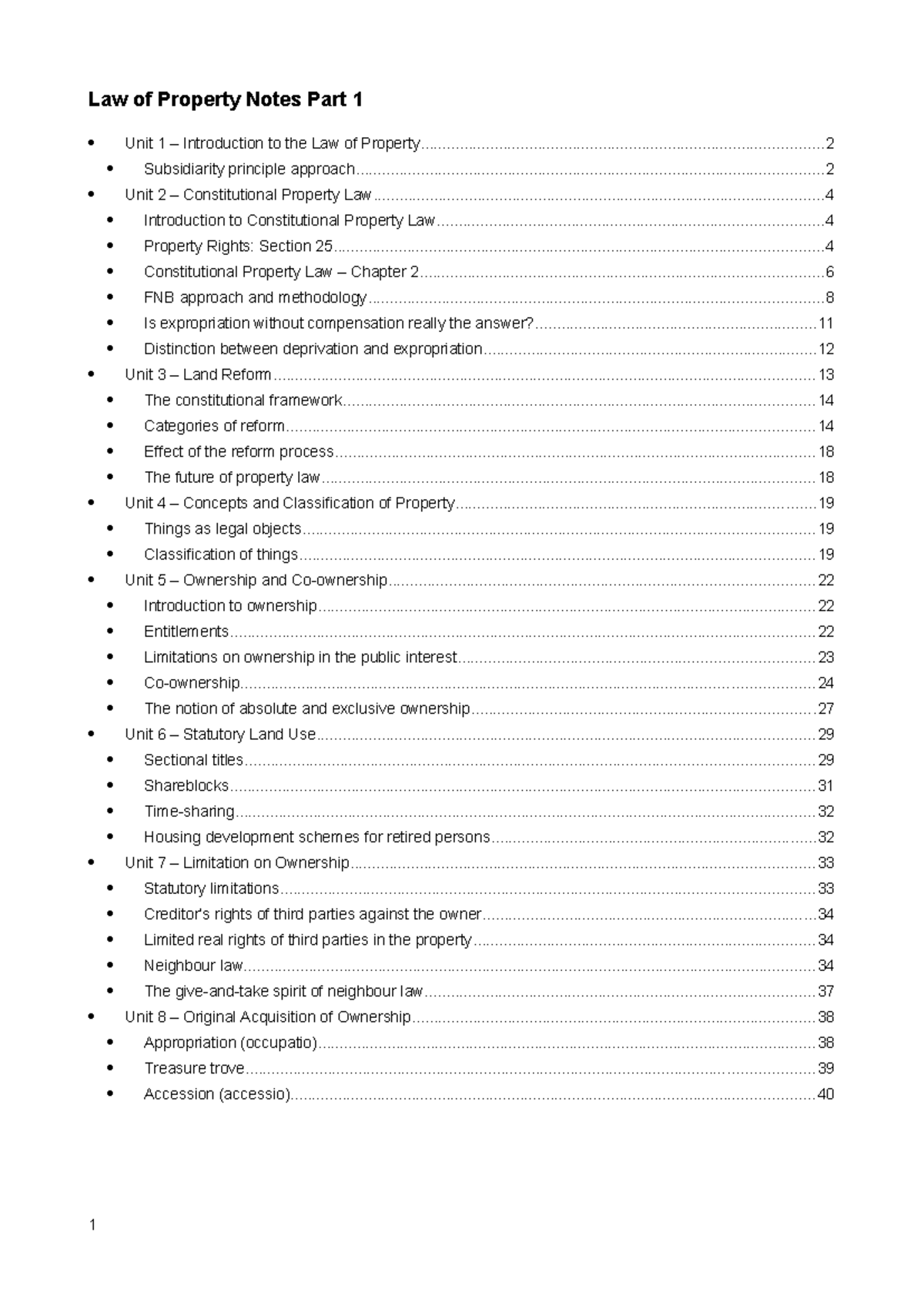 Property Law Notes: An Introduction to Constitutional Framework and ...