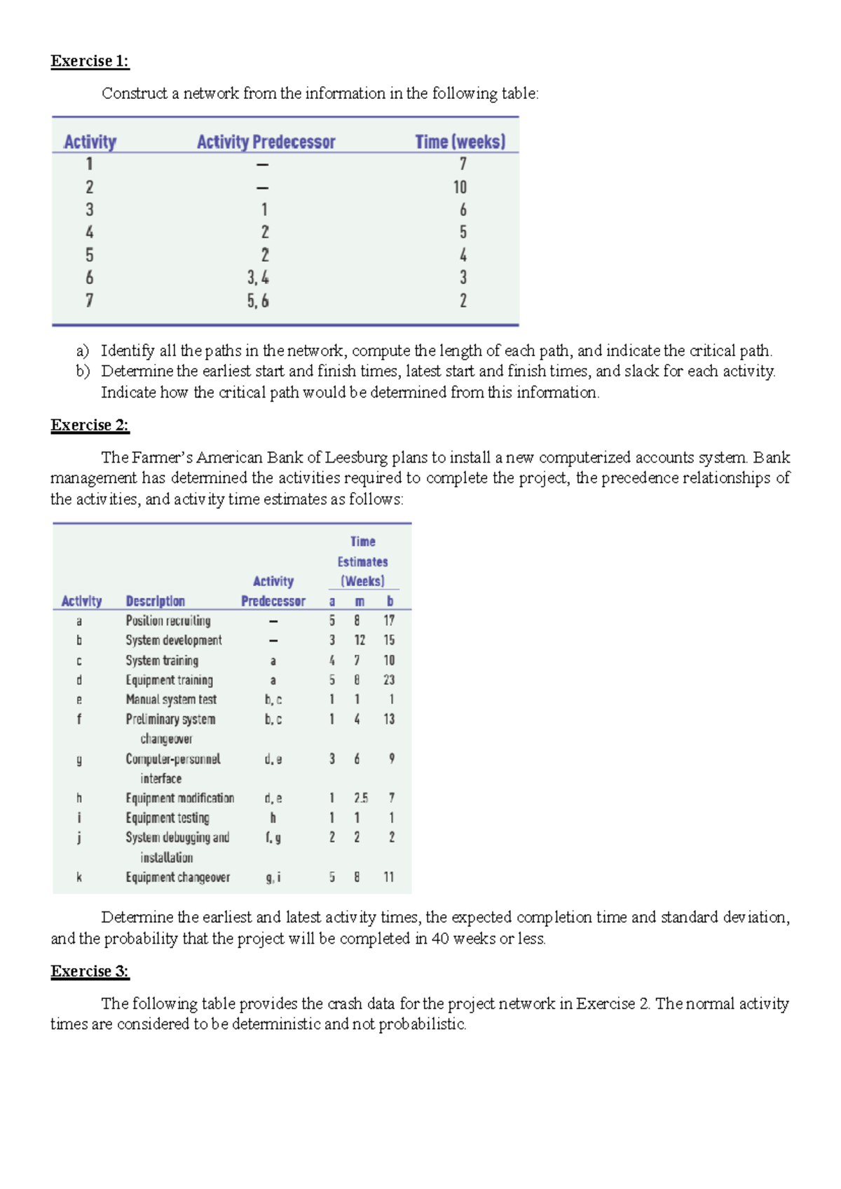 Exercise Midterm 2 - Exercise 1: Construct a network from the ...