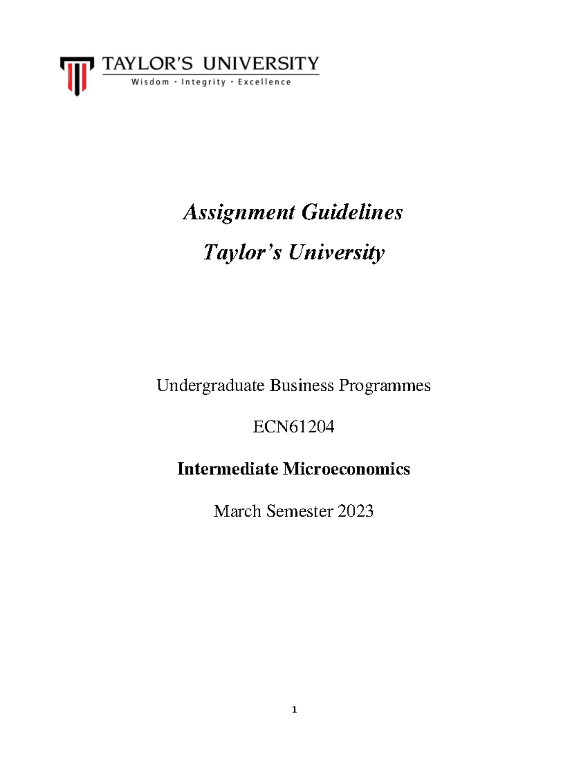 ECN61204 Group Assignment Guidelines: Intermediate Microeconomics - Studocu