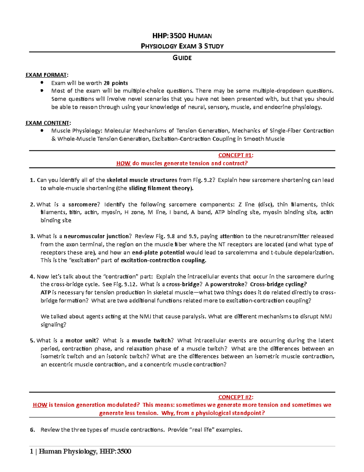 HHP:3500 Human Physiology Exam 3 Study Guide Spring 2023 - Studocu