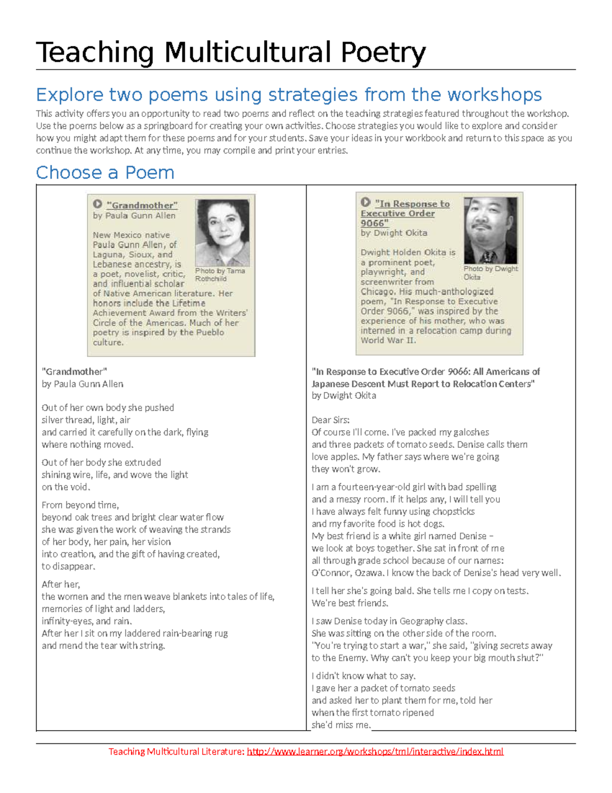 Teaching Multicultural Poetry: Strategies for Engaging with Indigenous ...