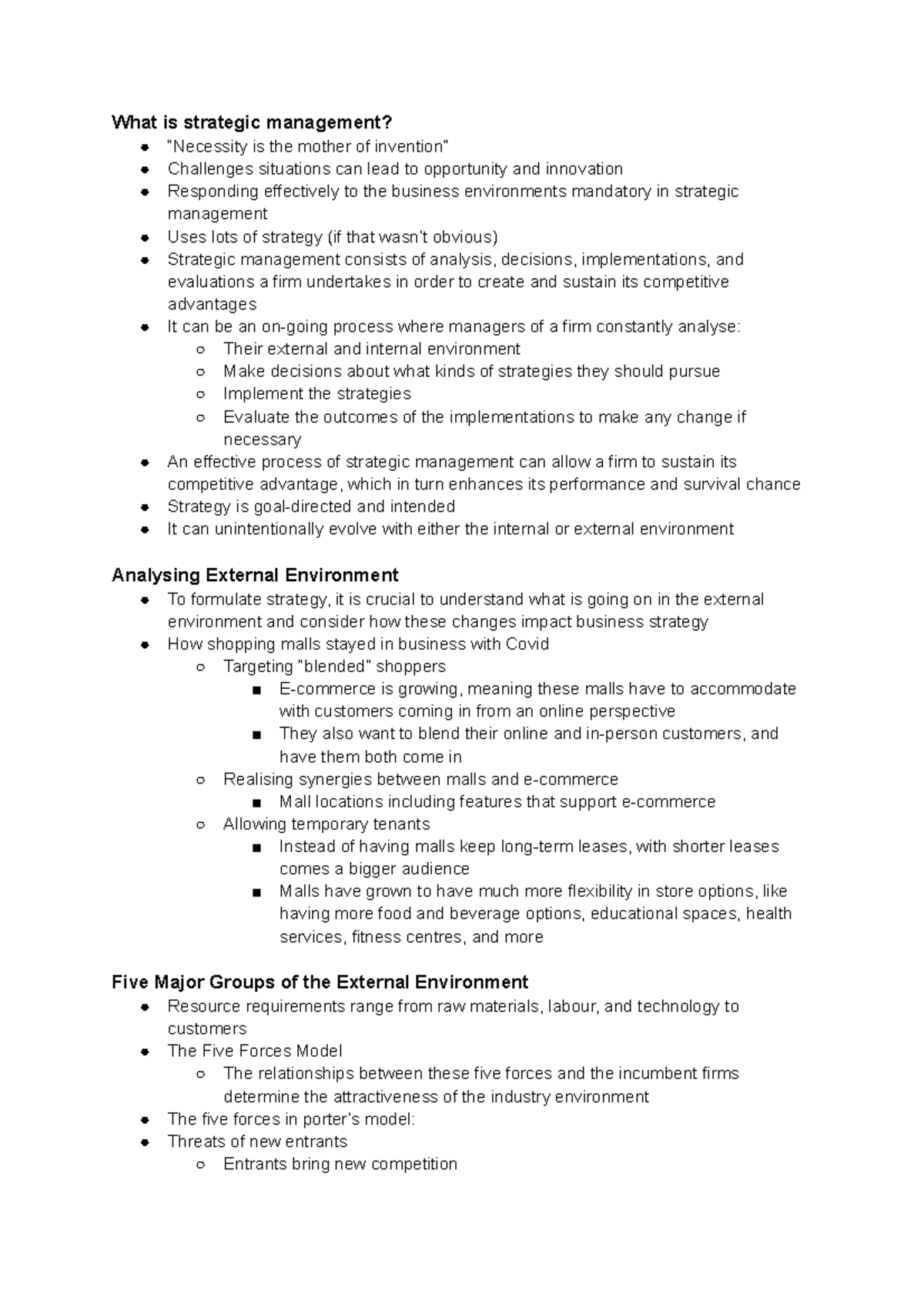 Strategic Management Insights: Chapter 5 Notes (Course Code Required ...