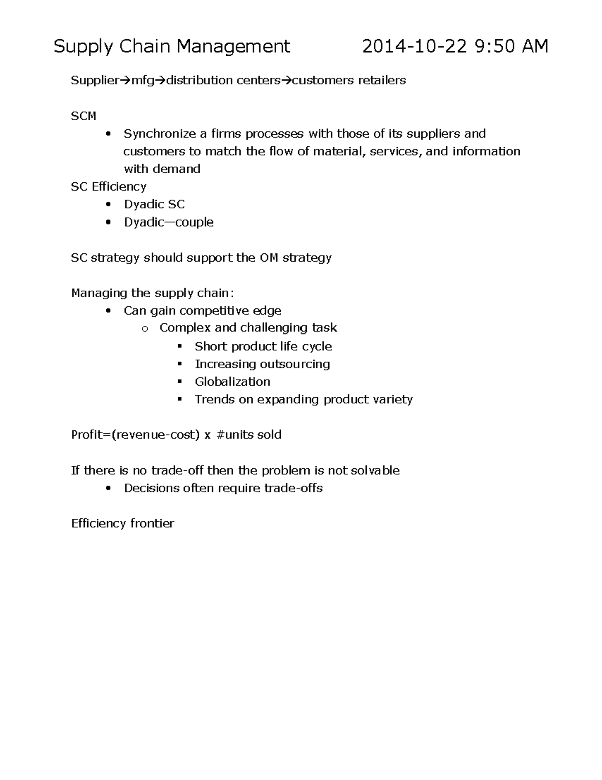 Supply Chain Management Lecture Notes: Strategies & Efficiency - Studocu