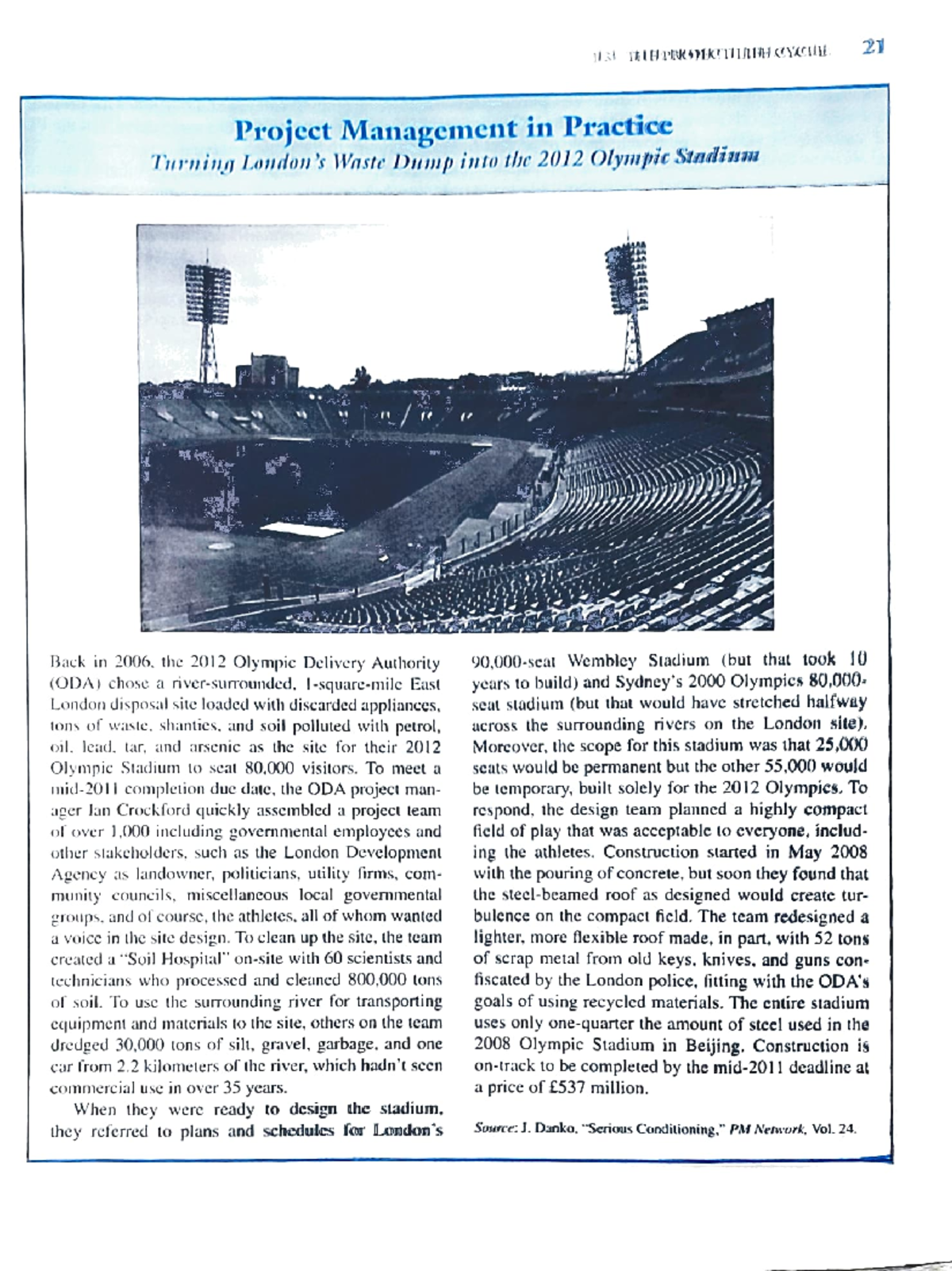 Case Study: Project Management of the 2012 Olympic Stadium - Studocu