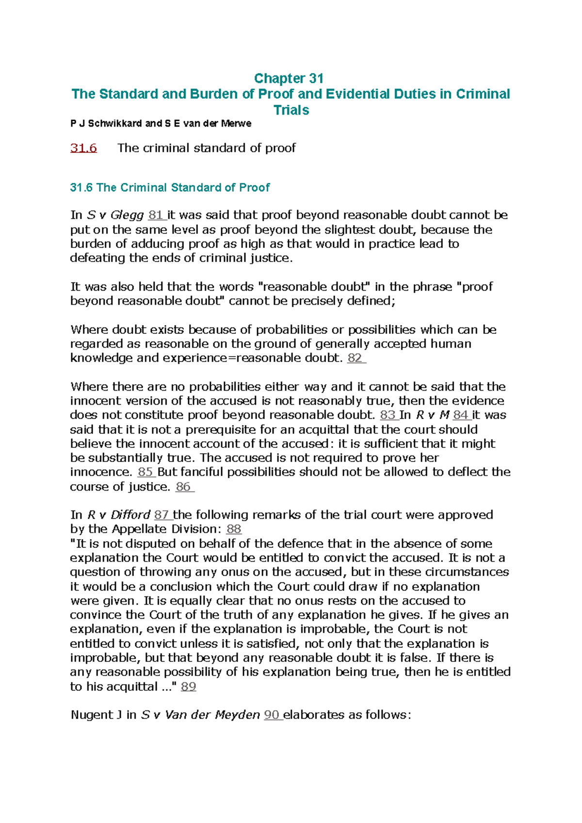 Chapter 31 & 32: Standards & Burdens of Proof in Criminal Trials - Studocu