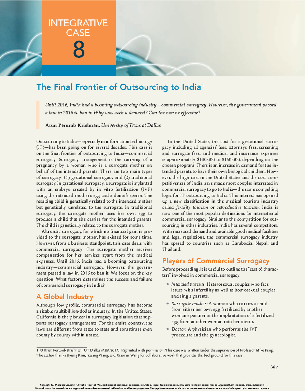 Case 8 - none - Integrative Case 8 The Final Frontier of Outsourcing to ...