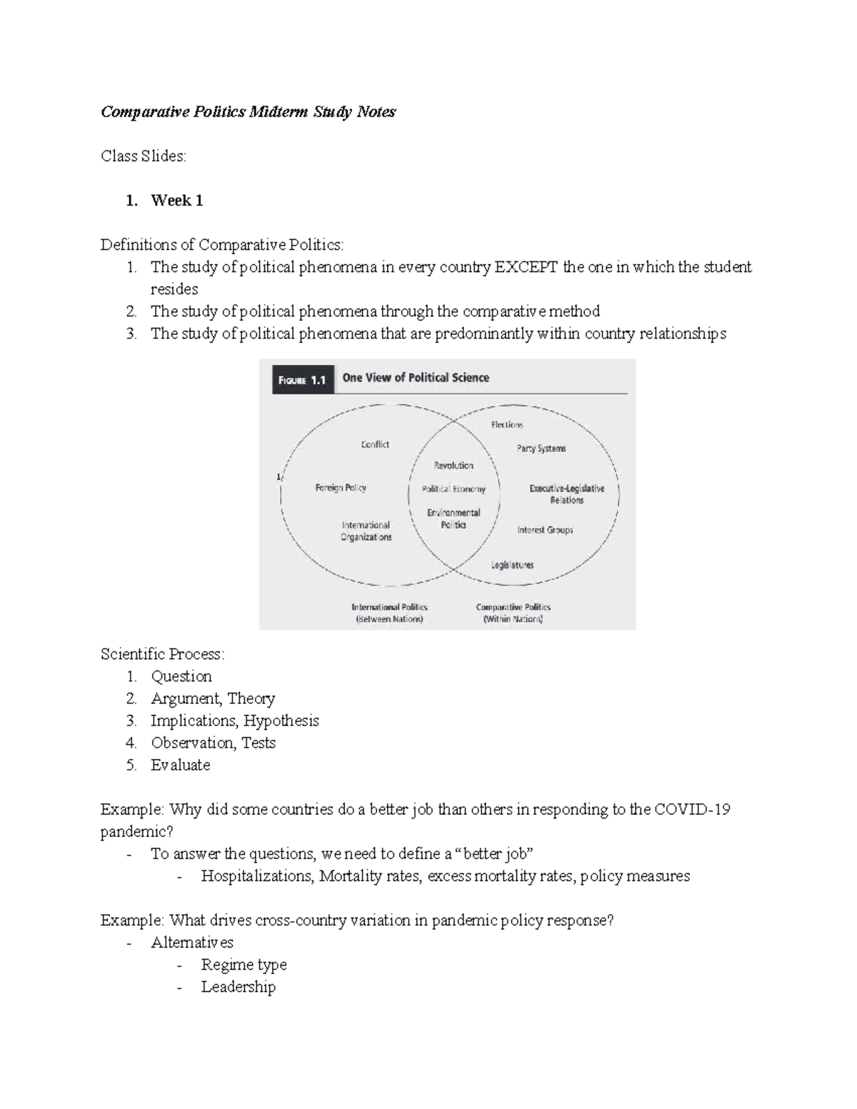 Comparative Politics Midterm Study Notes (POLS 101) - Key Concepts and ...