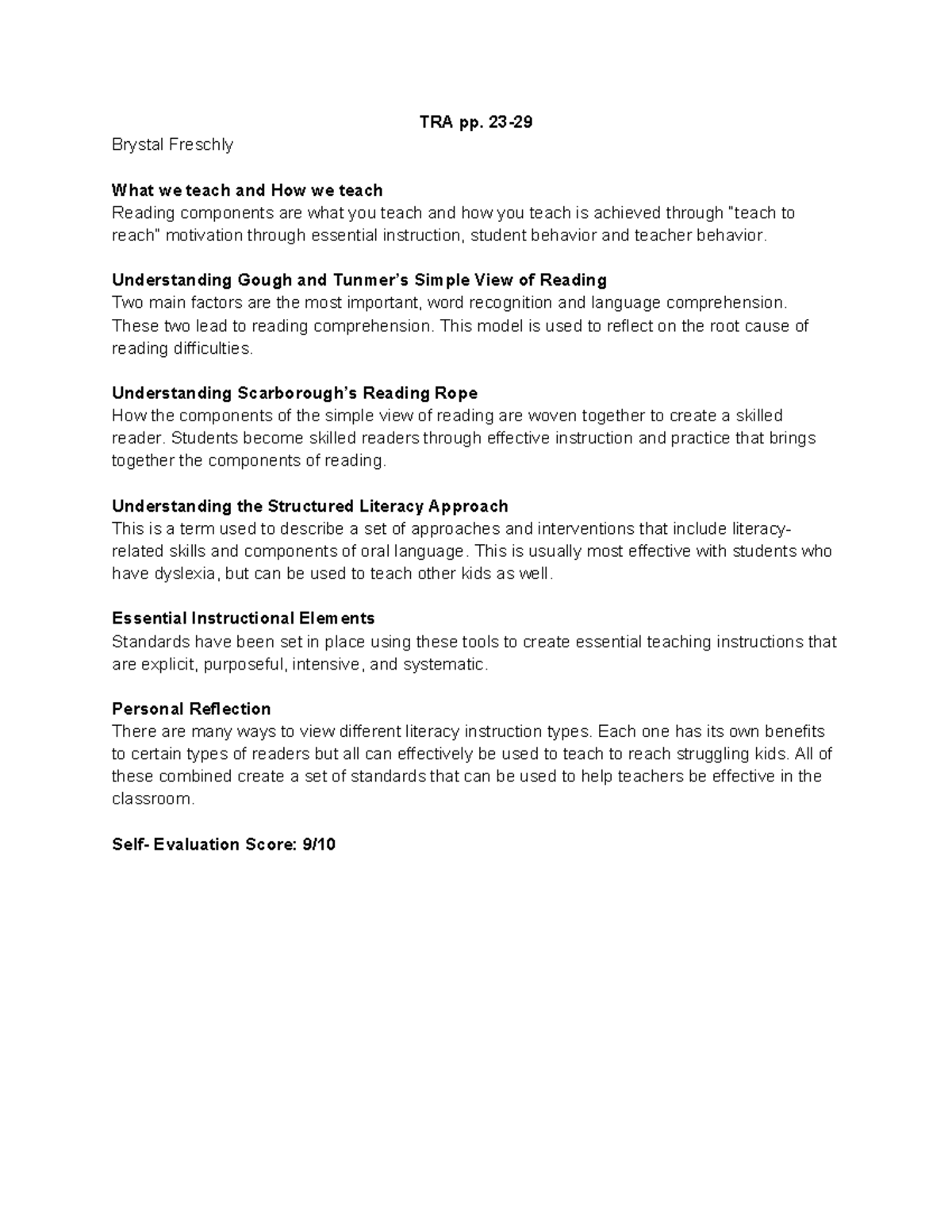 TRA 23-29: Understanding Reading Components and Instructional ...