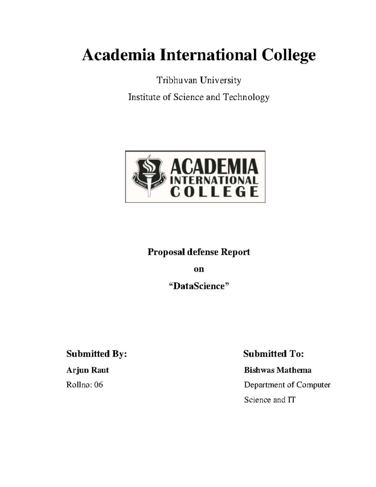 Cover page - front page - Academia International College Tribhuvan ...